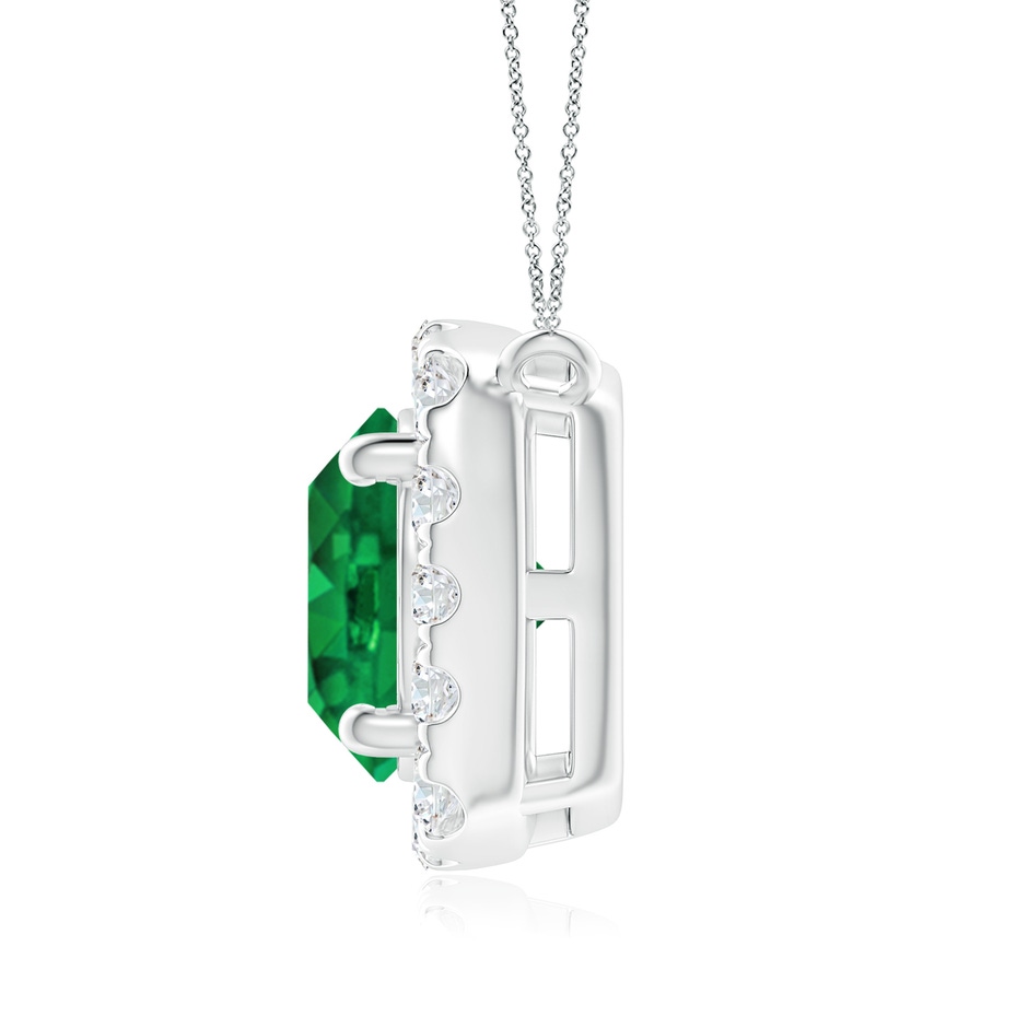 7mm AAA Round Emerald Pendant with Cushion Halo in P950 Platinum side 1