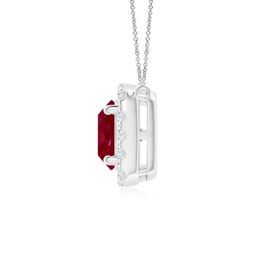 5mm AA Round Ruby Pendant with Cushion Halo in White Gold side 199