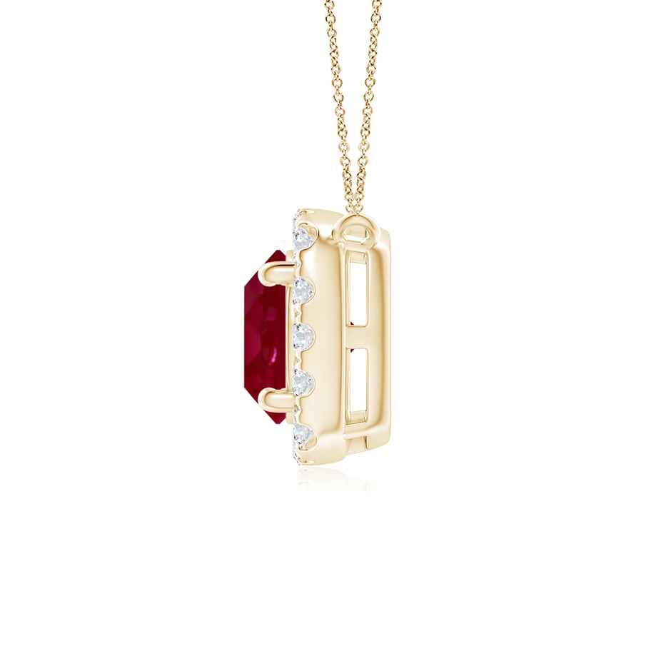 5mm AA Round Ruby Pendant with Cushion Halo in Yellow Gold side 199