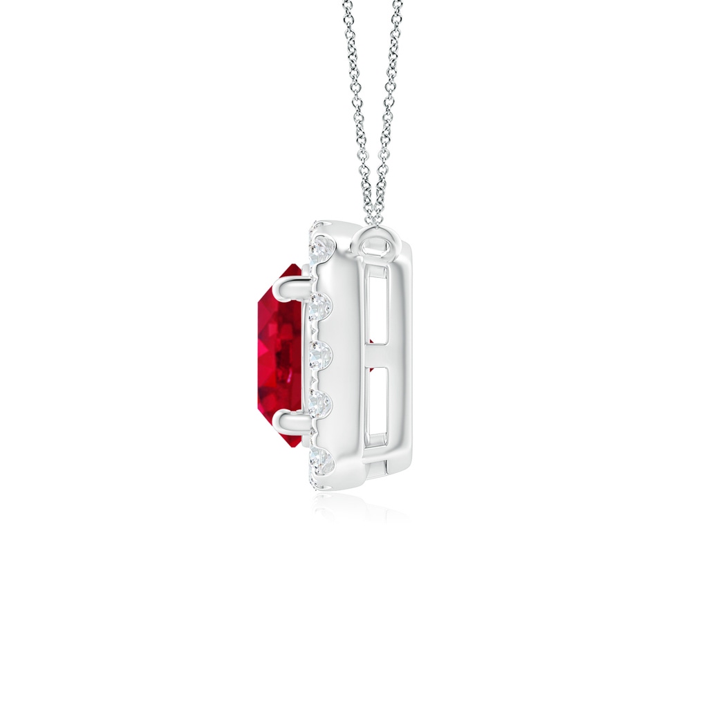 5mm AAA Round Ruby Pendant with Cushion Halo in P950 Platinum - side 199