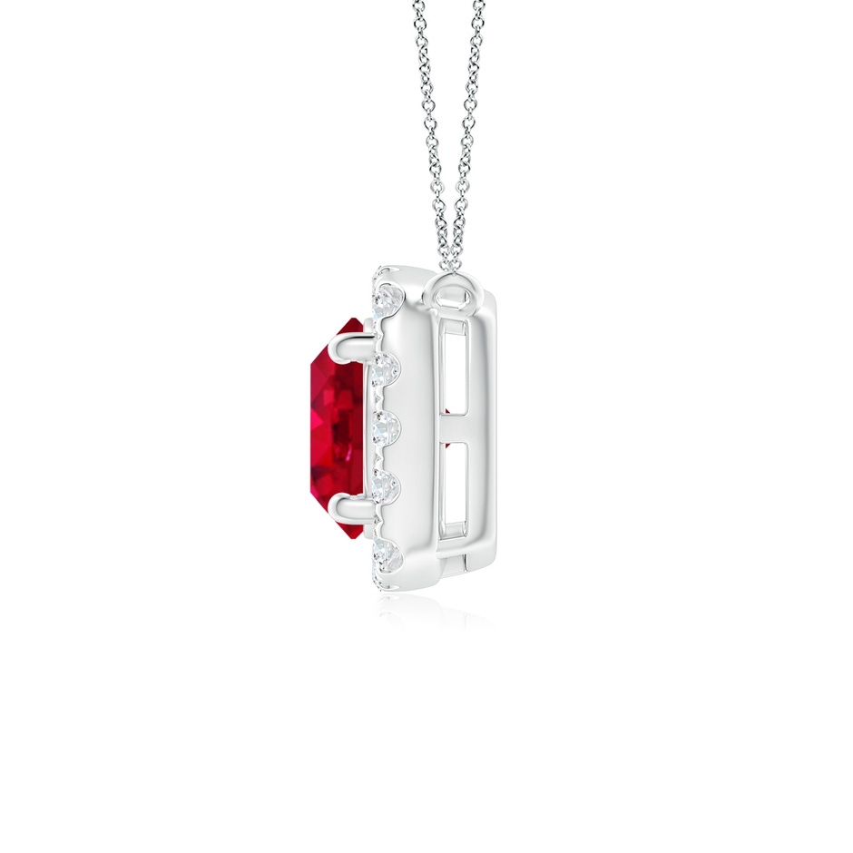 5mm AAA Round Ruby Pendant with Cushion Halo in White Gold side 199