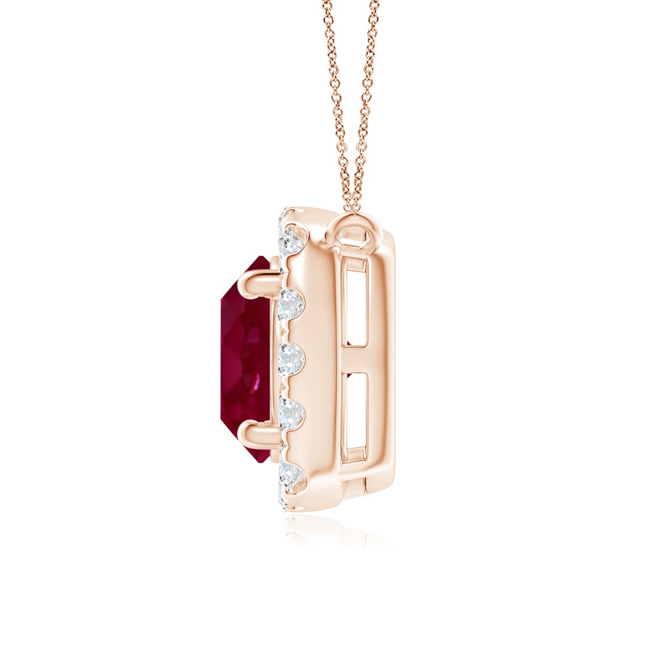 6mm A Round Ruby Pendant with Cushion Halo in 18K Rose Gold side 199