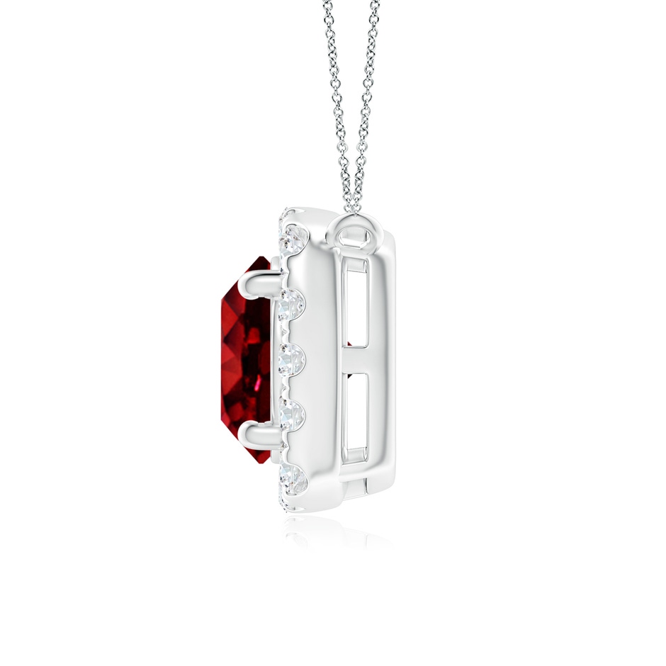 6mm AAAA Round Ruby Pendant with Cushion Halo in White Gold side 199
