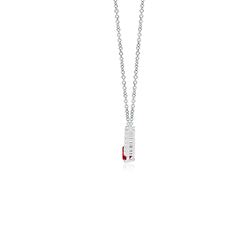 6x4mm AAA East-West Oval Ruby Curved Bar Necklace with Diamonds in White Gold side 1