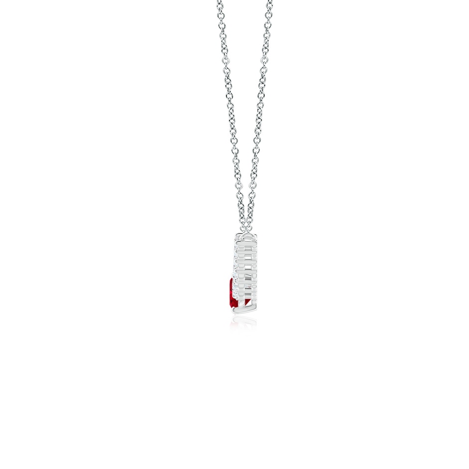 7x5mm AAA East-West Oval Ruby Curved Bar Necklace with Diamonds in P950 Platinum side 1