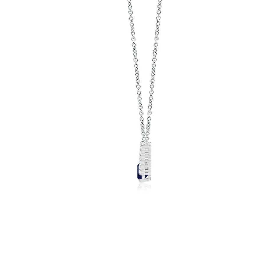 6x4mm A East-West Oval Sapphire Curved Bar Necklace with Diamonds in White Gold side 1