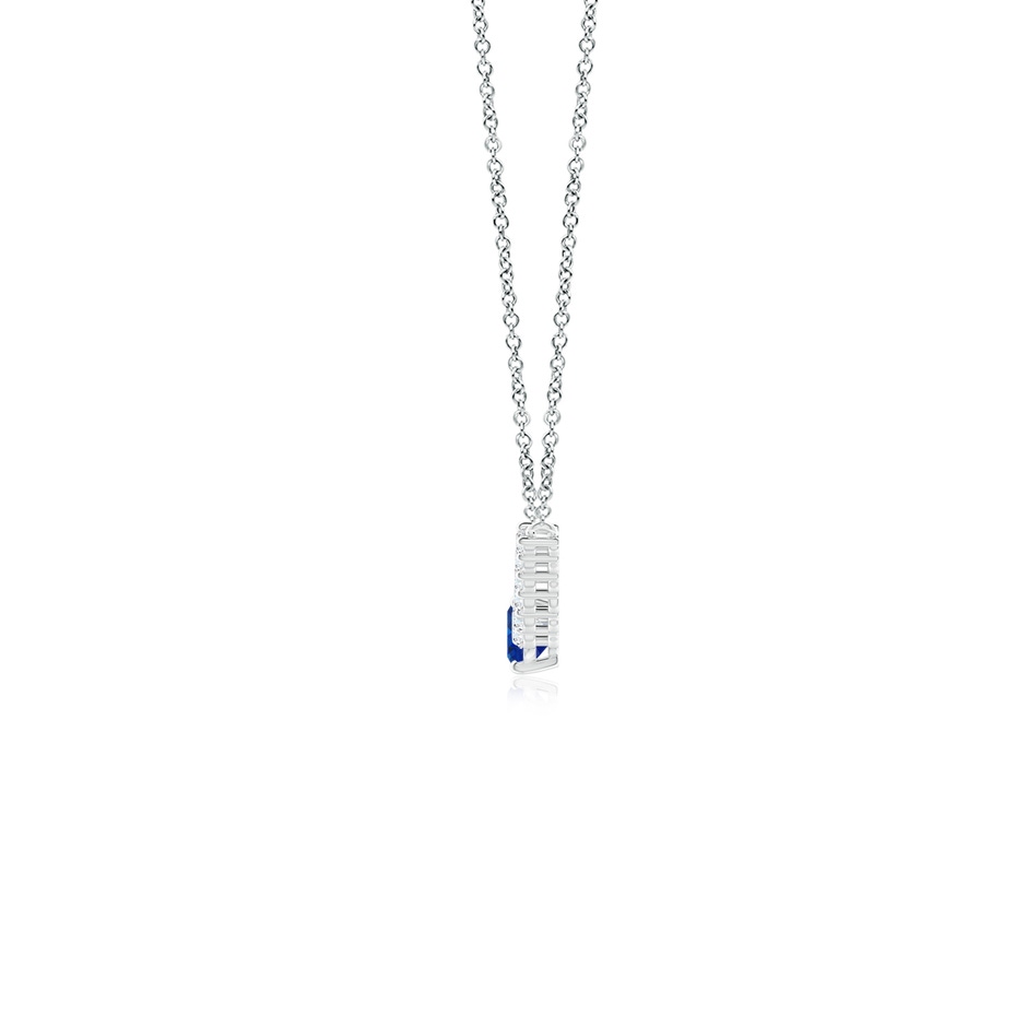 6x4mm AAA East-West Oval Sapphire Curved Bar Necklace with Diamonds in P950 Platinum side 1
