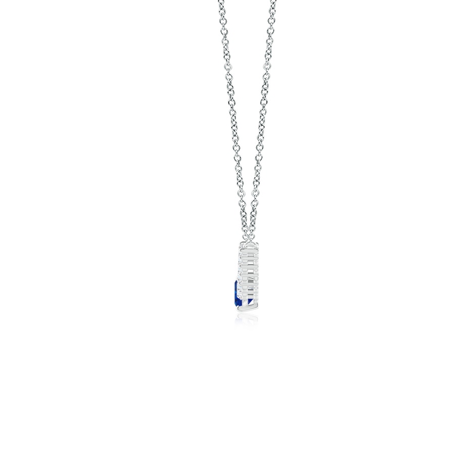 6x4mm AAA East-West Oval Sapphire Curved Bar Necklace with Diamonds in White Gold side 1