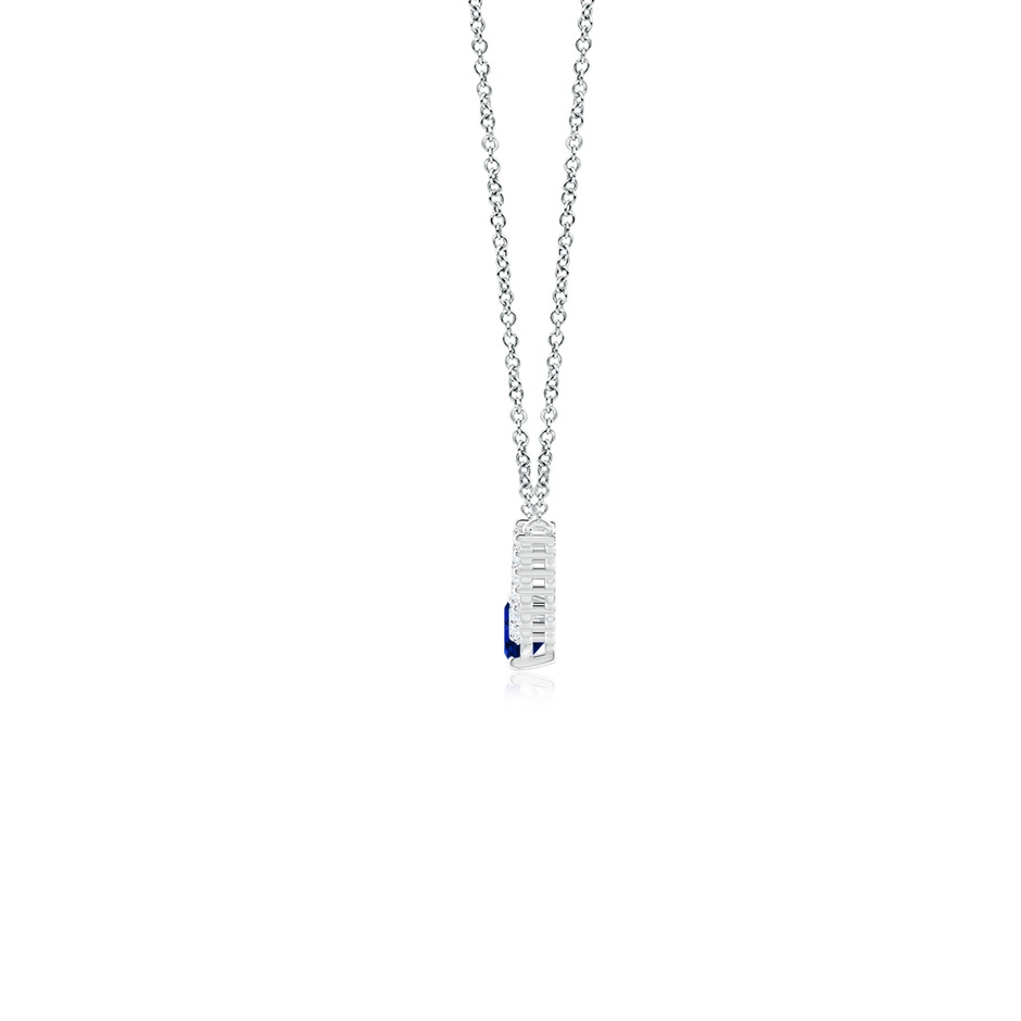 6x4mm AAAA East-West Oval Sapphire Curved Bar Necklace with Diamonds in P950 Platinum side 1