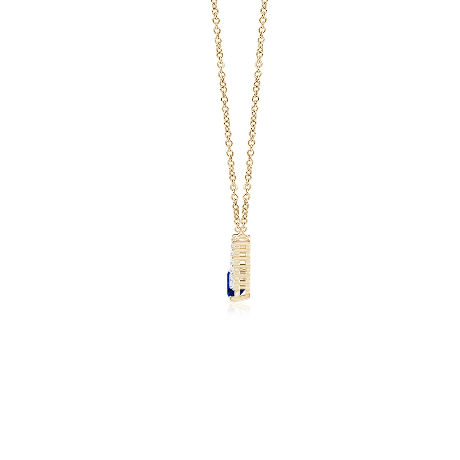 6x4mm AAAA East-West Oval Sapphire Curved Bar Necklace with Diamonds in Yellow Gold side 1