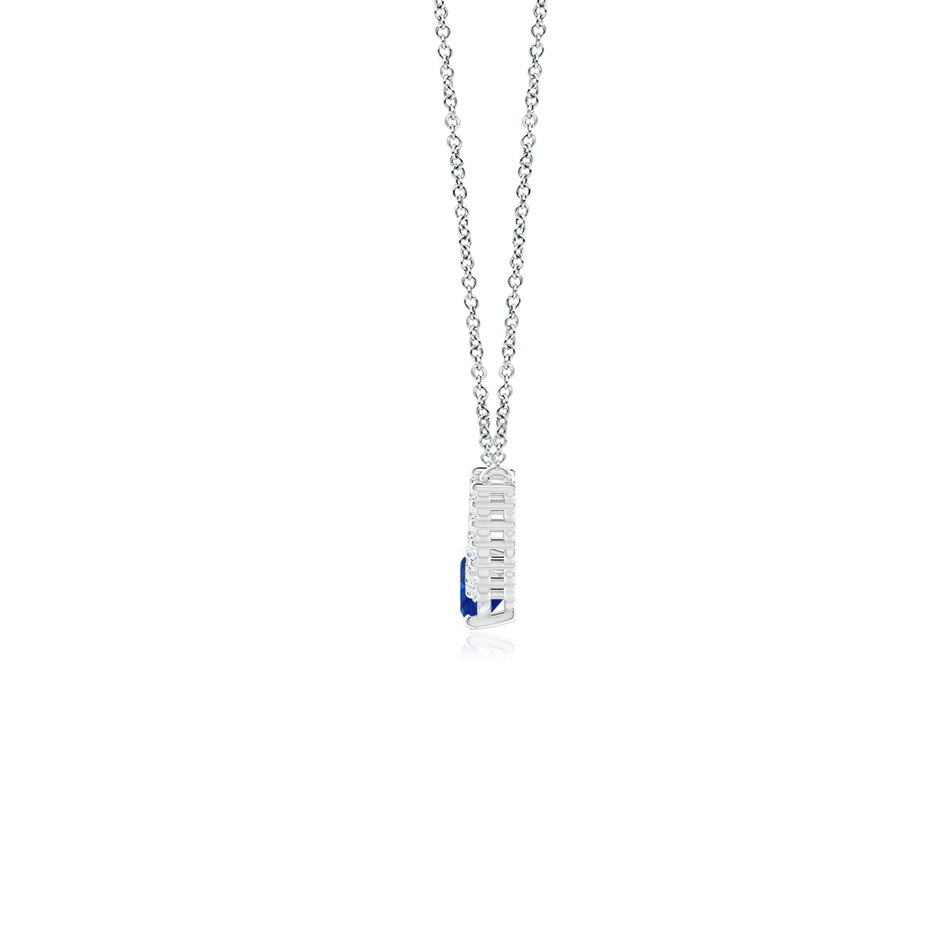 7x5mm AAA East-West Oval Sapphire Curved Bar Necklace with Diamonds in White Gold side 1