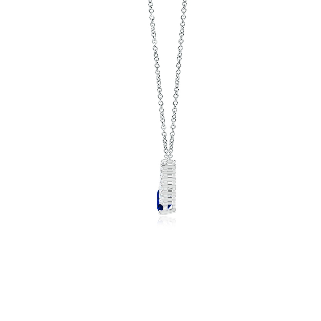 7x5mm AAAA East-West Oval Sapphire Curved Bar Necklace with Diamonds in P950 Platinum Side 1