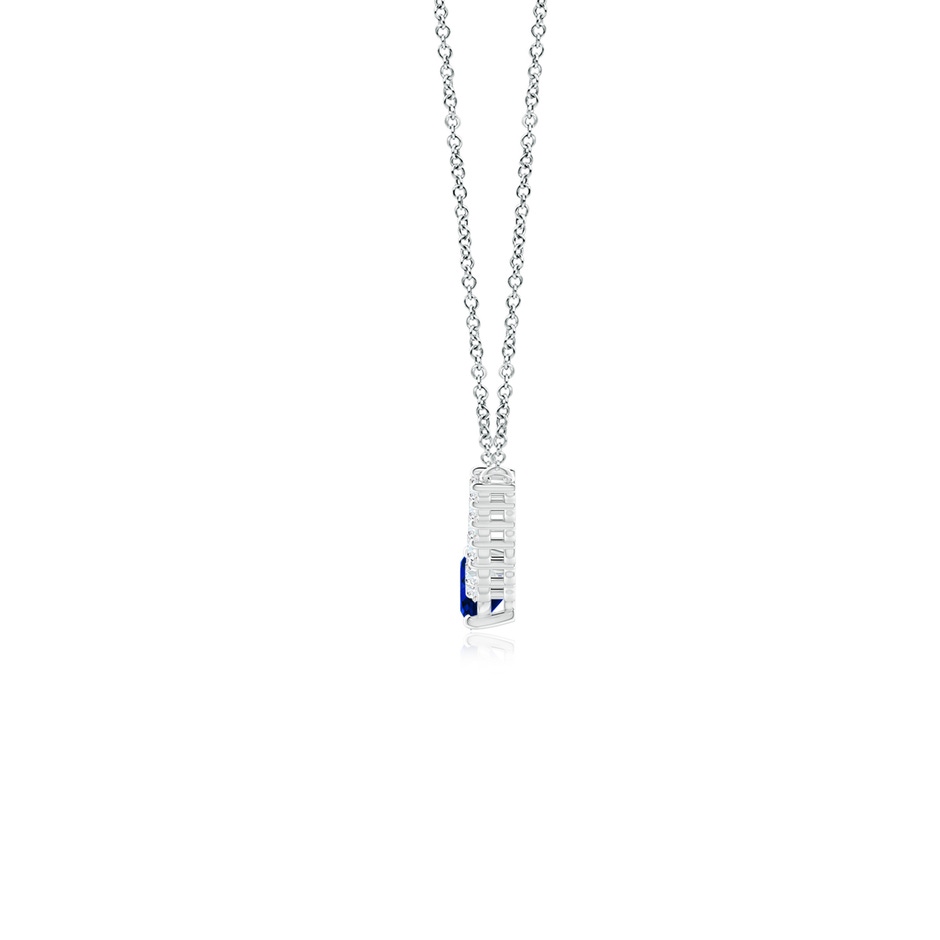 7x5mm AAAA East-West Oval Sapphire Curved Bar Necklace with Diamonds in P950 Platinum side 1