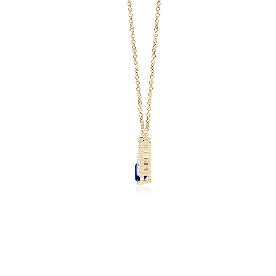 7x5mm Lab-Grown East-West Oval Sapphire Curved Bar Necklace with Diamonds in Yellow Gold side 1