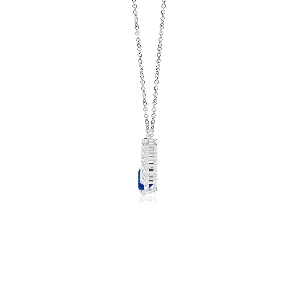 8x6mm AAA East-West Oval Sapphire Curved Bar Necklace with Diamonds in P950 Platinum side 1