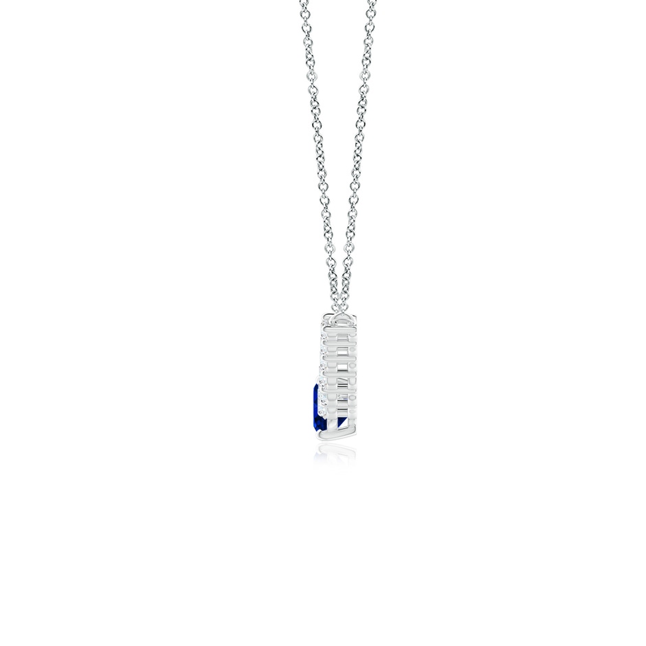 8x6mm AAAA East-West Oval Sapphire Curved Bar Necklace with Diamonds in P950 Platinum side 1