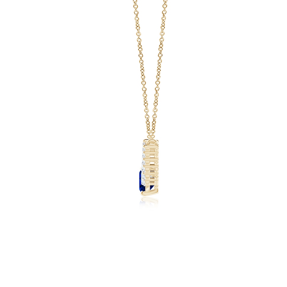 8x6mm Lab-Grown East-West Oval Sapphire Curved Bar Necklace with Diamonds in Yellow Gold side 1