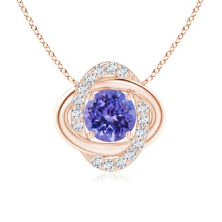 6mm AA Round Tanzanite Knot Pendant with Diamond Accents in Rose Gold