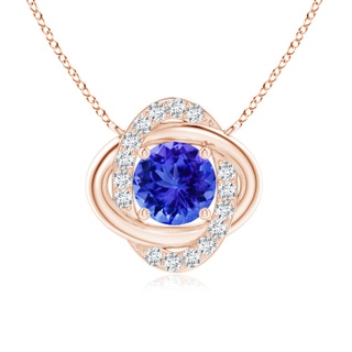 6mm AAA Round Tanzanite Knot Pendant with Diamond Accents in Rose Gold
