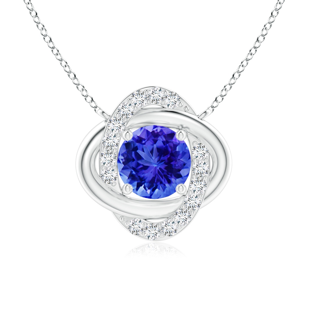 6mm AAA Round Tanzanite Knot Pendant with Diamond Accents in White Gold