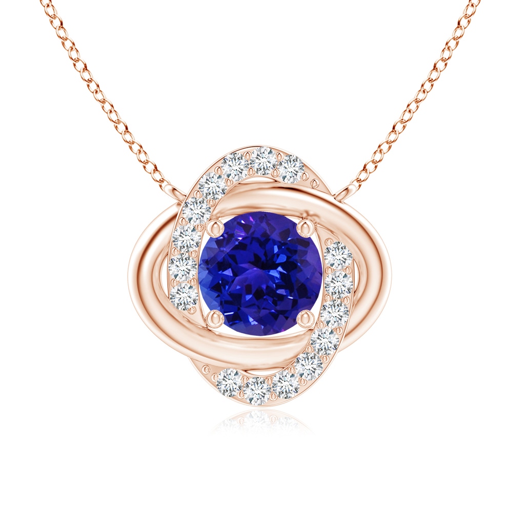 6mm AAAA Round Tanzanite Knot Pendant with Diamond Accents in Rose Gold