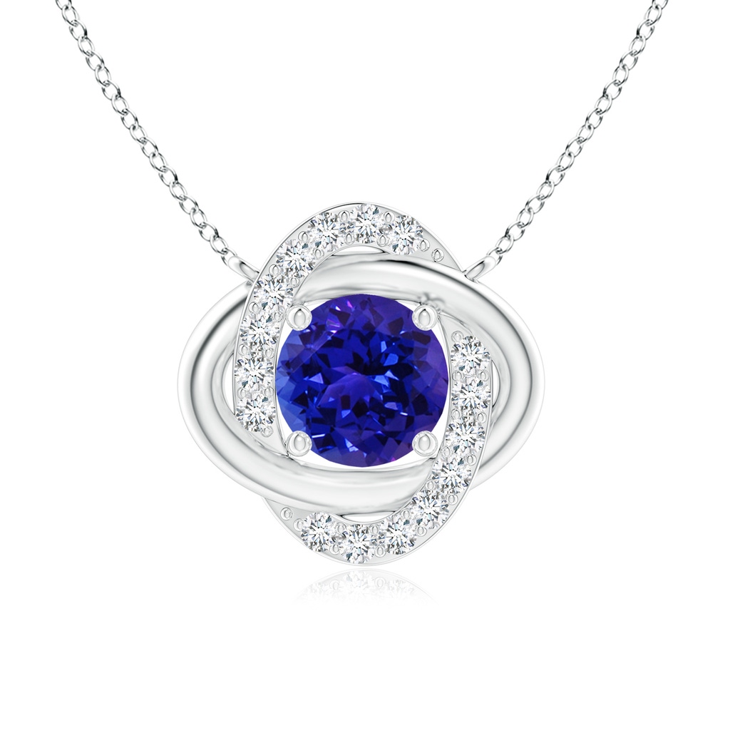 6mm AAAA Round Tanzanite Knot Pendant with Diamond Accents in White Gold