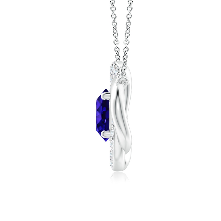 6mm AAAA Round Tanzanite Knot Pendant with Diamond Accents in White Gold side 1