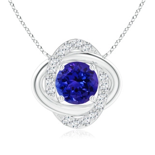 7mm AAAA Round Tanzanite Knot Pendant with Diamond Accents in P950 Platinum
