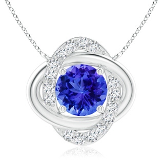 8mm AAA Round Tanzanite Knot Pendant with Diamond Accents in P950 Platinum