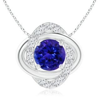 8mm AAAA Round Tanzanite Knot Pendant with Diamond Accents in P950 Platinum