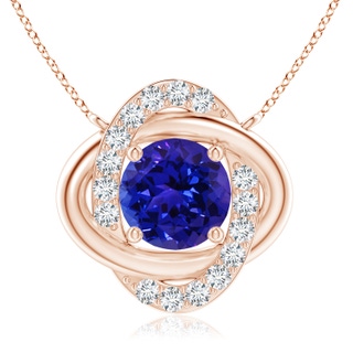8mm AAAA Round Tanzanite Knot Pendant with Diamond Accents in Rose Gold