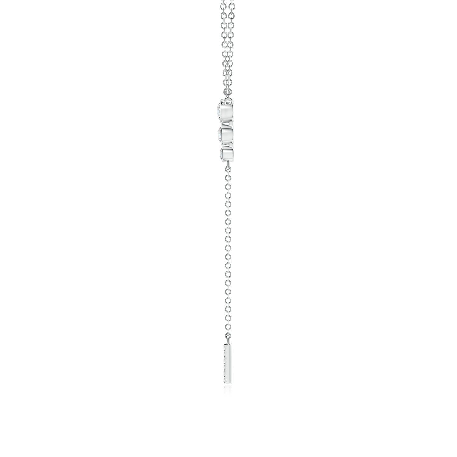 3.1mm GVS2 Three Stone Graduated Bezel-Set Diamond Lariat Necklace in 18K White Gold
