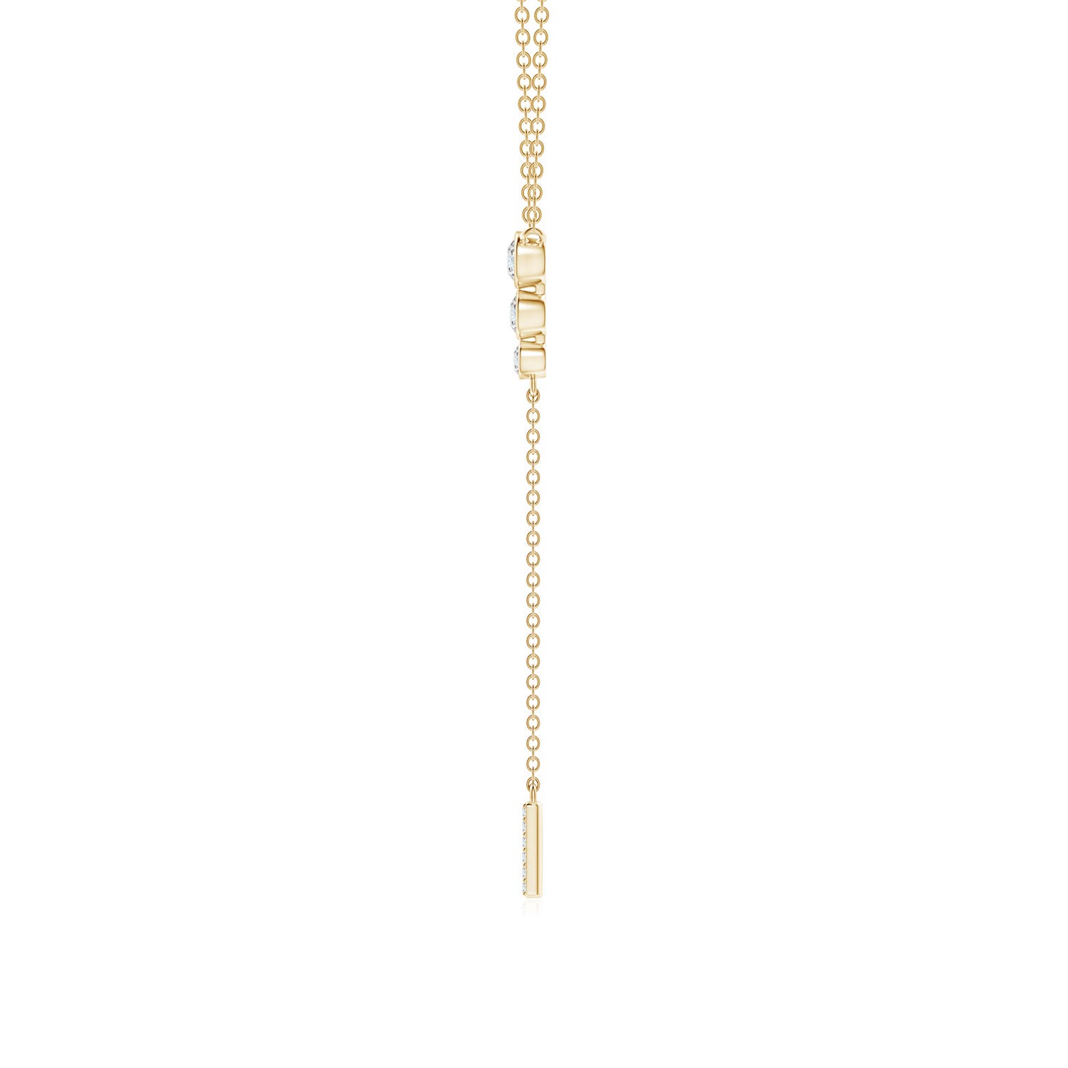 3.1mm GVS2 Three Stone Graduated Bezel-Set Diamond Lariat Necklace in 18K Yellow Gold