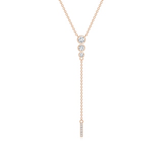 3.1mm GVS2 Three Stone Graduated Bezel-Set Diamond Lariat Necklace in 9K Rose Gold