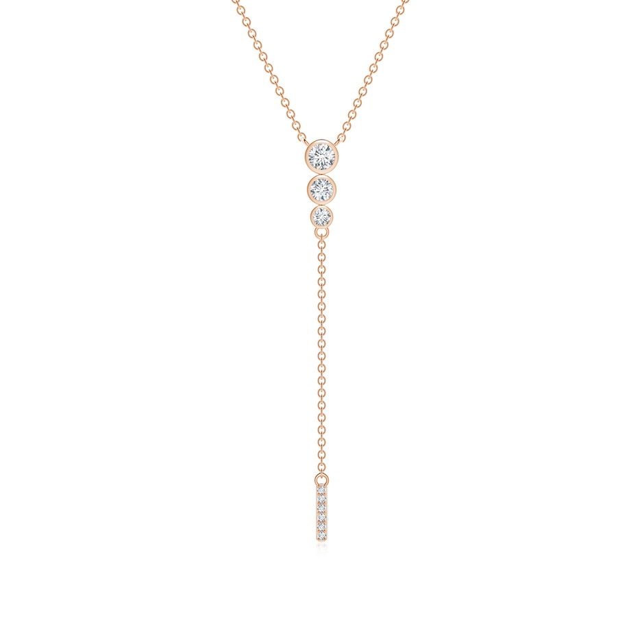 3.1mm GVS2 Three Stone Graduated Bezel-Set Diamond Lariat Necklace in 9K Rose Gold 