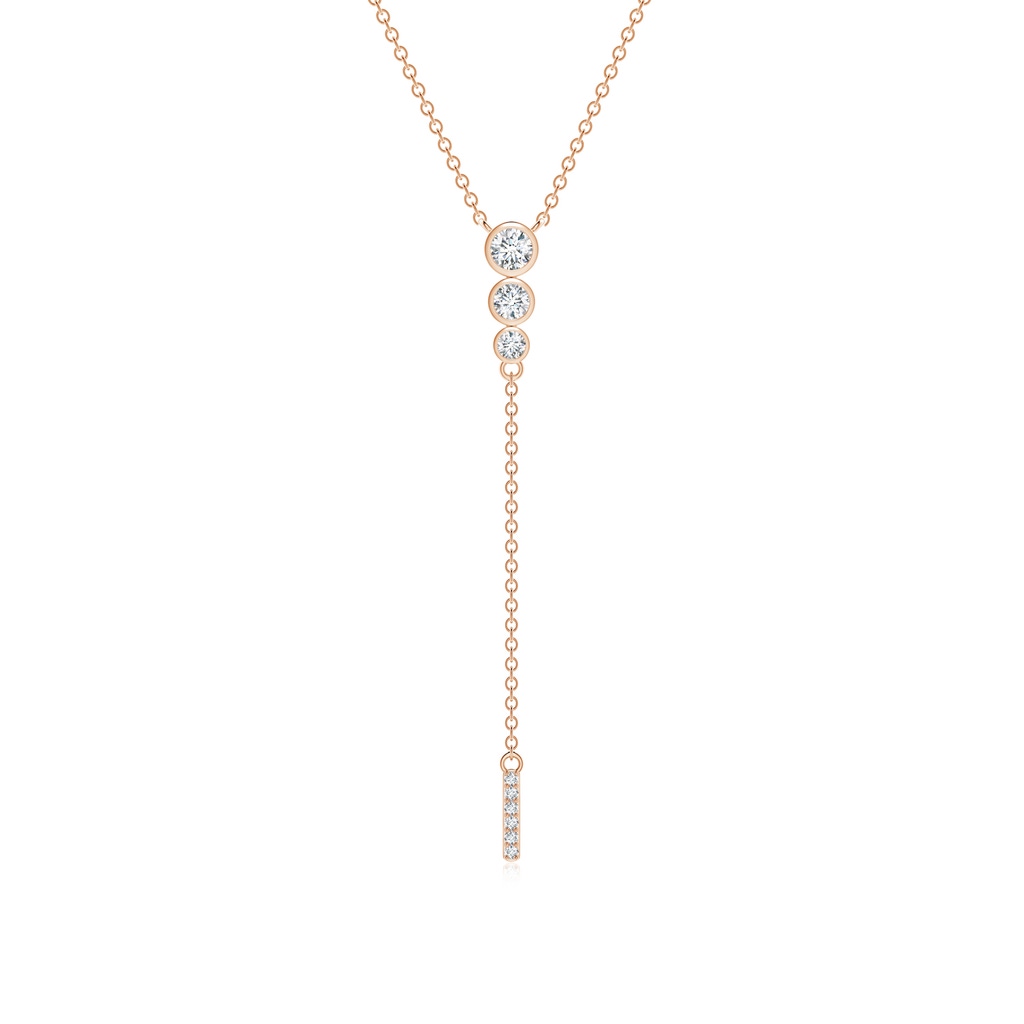 3.1mm GVS2 Three Stone Graduated Bezel-Set Diamond Lariat Necklace in Rose Gold