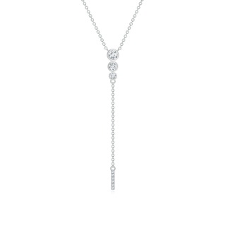 3.1mm GVS2 Three Stone Graduated Bezel-Set Diamond Lariat Necklace in White Gold