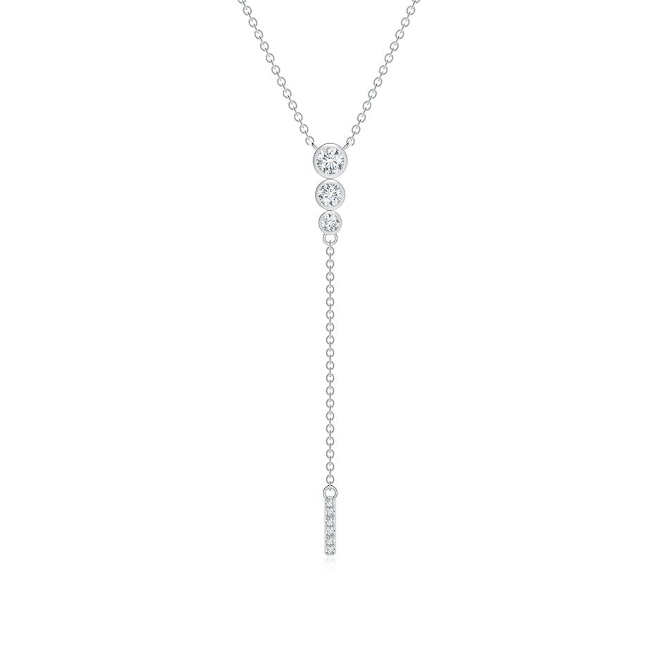 3.1mm GVS2 Three Stone Graduated Bezel-Set Diamond Lariat Necklace in White Gold 