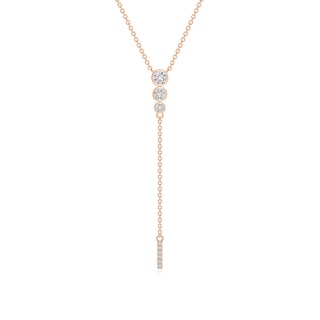 3.1mm HSI2 Three Stone Graduated Bezel-Set Diamond Lariat Necklace in 9K Rose Gold