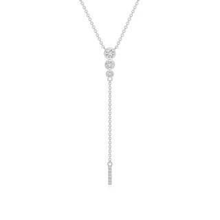 3.1mm HSI2 Three Stone Graduated Bezel-Set Diamond Lariat Necklace in P950 Platinum