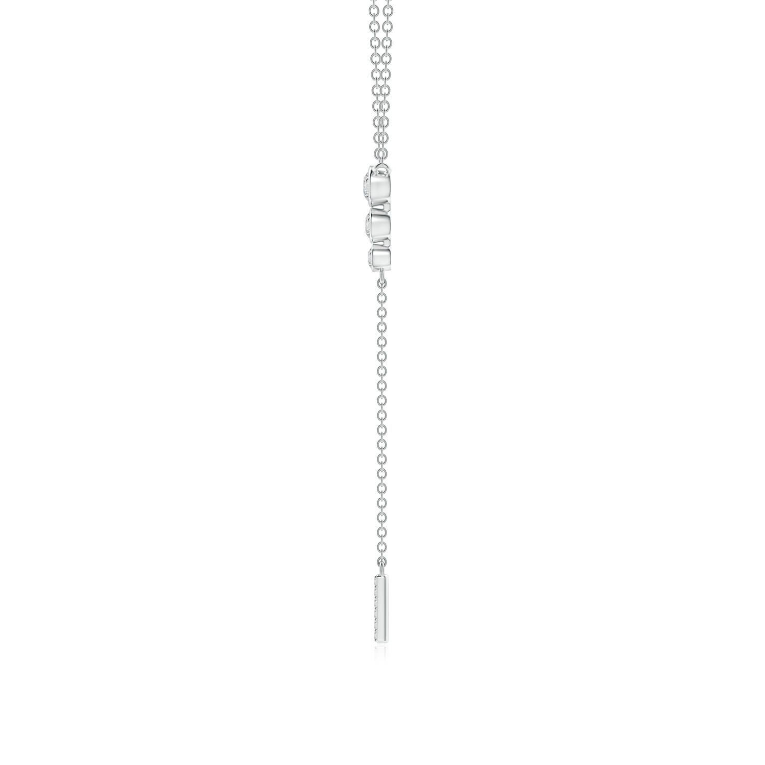3.1mm HSI2 Three Stone Graduated Bezel-Set Diamond Lariat Necklace in P950 Platinum