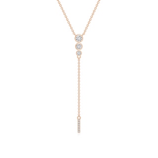 3.1mm HSI2 Three Stone Graduated Bezel-Set Diamond Lariat Necklace in Rose Gold