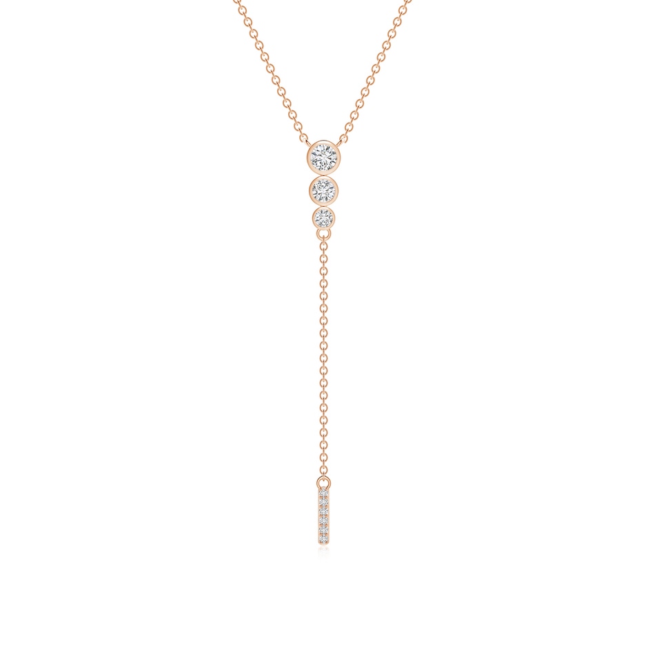 3.1mm HSI2 Three Stone Graduated Bezel-Set Diamond Lariat Necklace in Rose Gold 