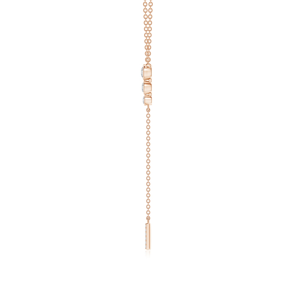 3.1mm HSI2 Three Stone Graduated Bezel-Set Diamond Lariat Necklace in Rose Gold Side-1