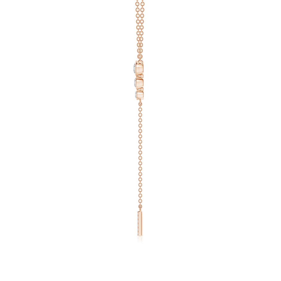 3.1mm HSI2 Three Stone Graduated Bezel-Set Diamond Lariat Necklace in Rose Gold side-1