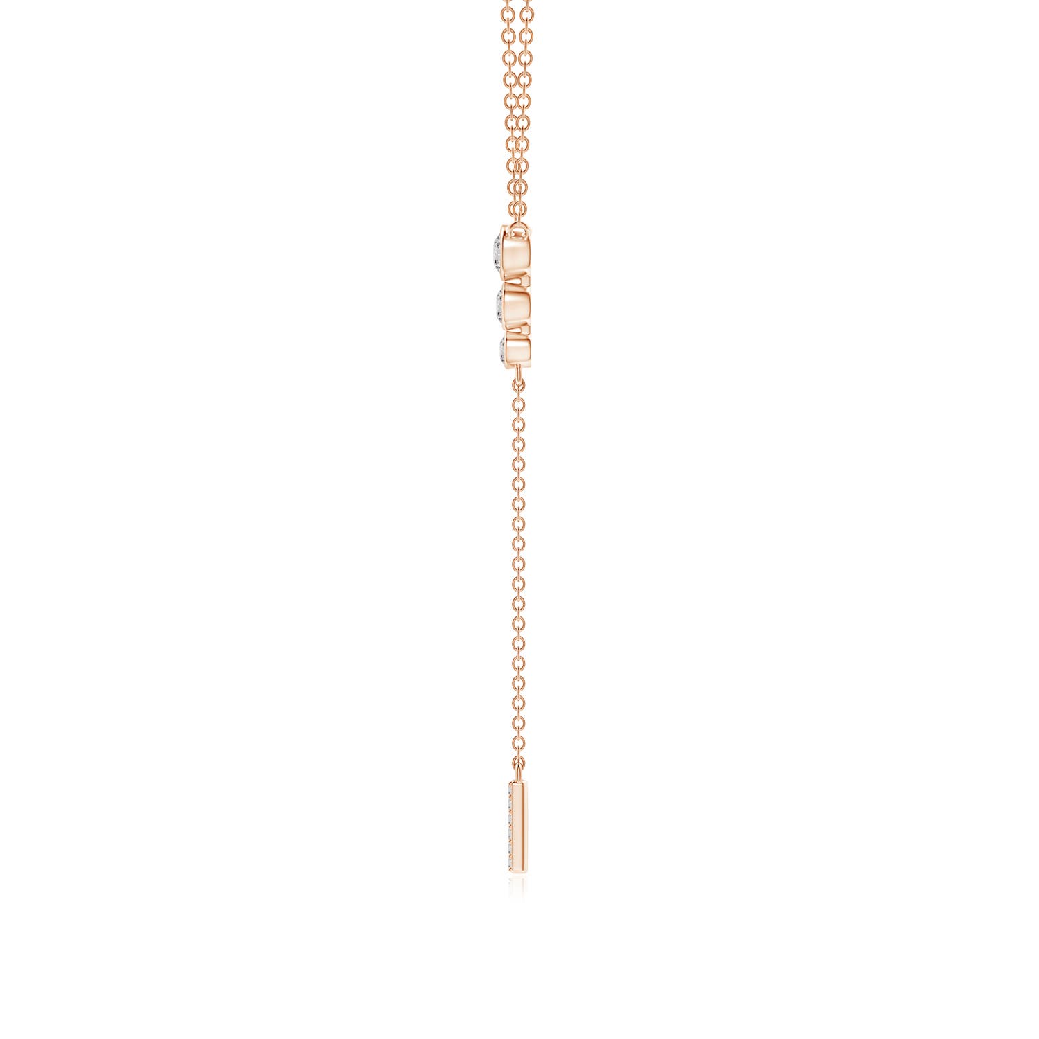 3.1mm IJI1I2 Three Stone Graduated Bezel-Set Diamond Lariat Necklace in 18K Rose Gold