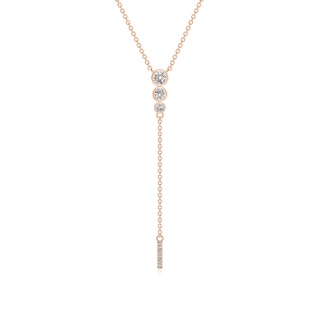 3.1mm IJI1I2 Three Stone Graduated Bezel-Set Diamond Lariat Necklace in 9K Rose Gold