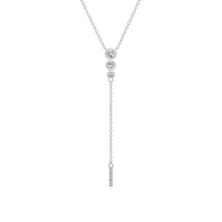 3.1mm IJI1I2 Three Stone Graduated Bezel-Set Diamond Lariat Necklace in P950 Platinum