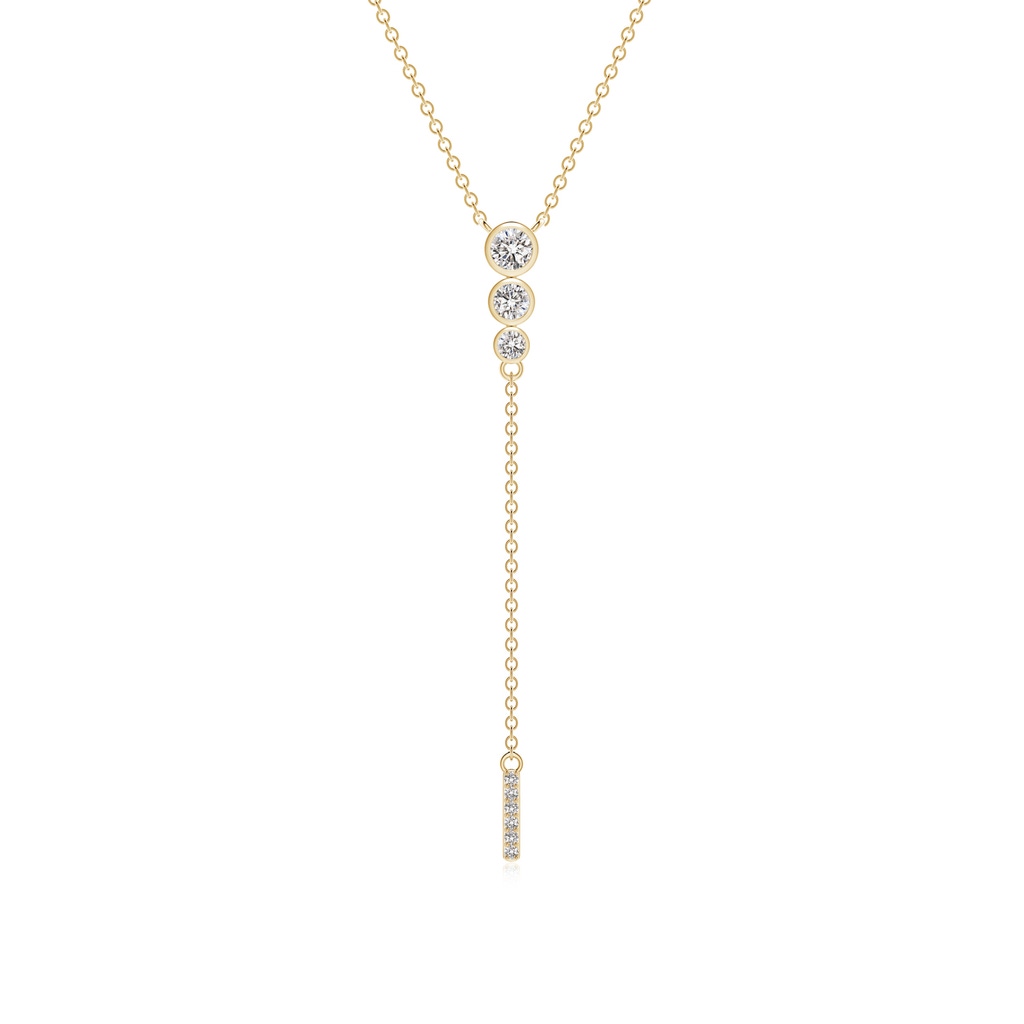 3.1mm IJI1I2 Three Stone Graduated Bezel-Set Diamond Lariat Necklace in Yellow Gold
