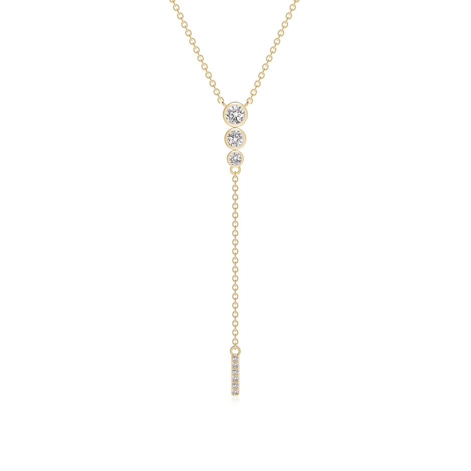 3.1mm IJI1I2 Three Stone Graduated Bezel-Set Diamond Lariat Necklace in Yellow Gold 